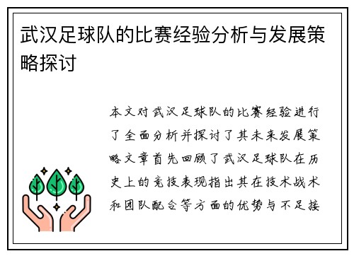 武汉足球队的比赛经验分析与发展策略探讨